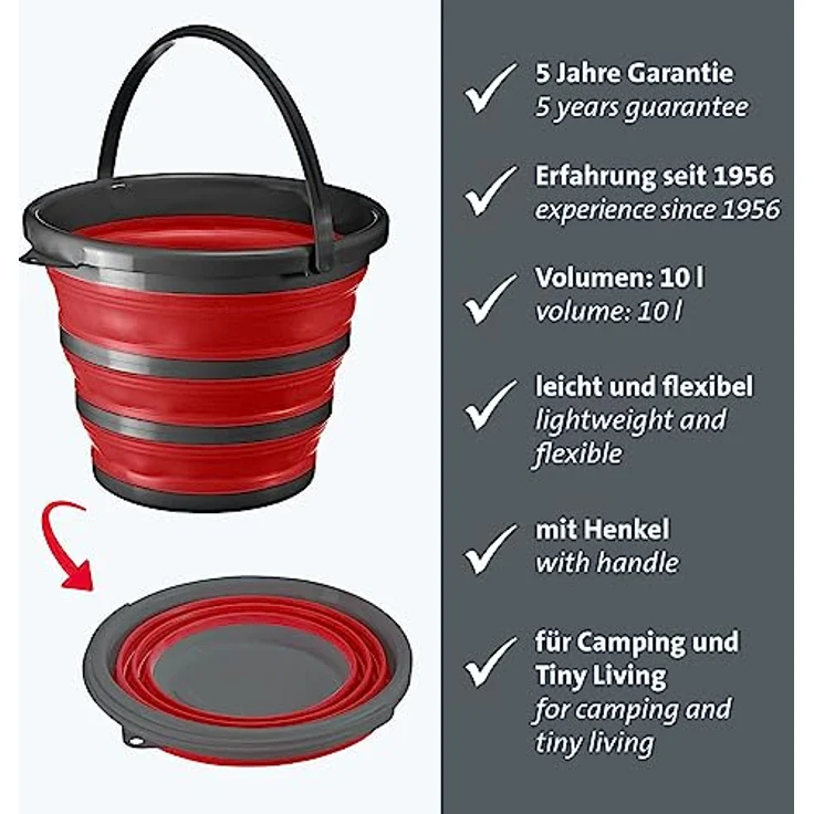 Westmark Eimer – faltbarer Eimer mit Henkel, platzsparend und tragbar, praktischer Falteimer für Camping, Reinigung oder zum Spielen für Kinder, ideal für Tiny Living – 10 Liter – Bild 2