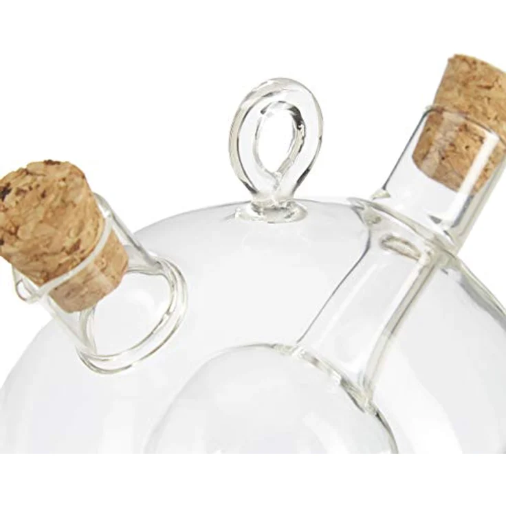 relaxdays Ölspender Essig- und Ölspender 2 in 1, dekoratives Glassegment mit Korken, transparent, 375 ml und 50 ml Fassungsvermögen – Bild 7