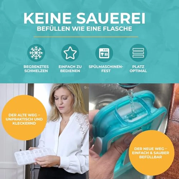 ICEBREAKER POP 2.0 Eiswürfelform, Hygienischer Silikonbehälter mit Deckel für 18 Eiswürfel, platzsparend und auslaufsicher – Bild 4