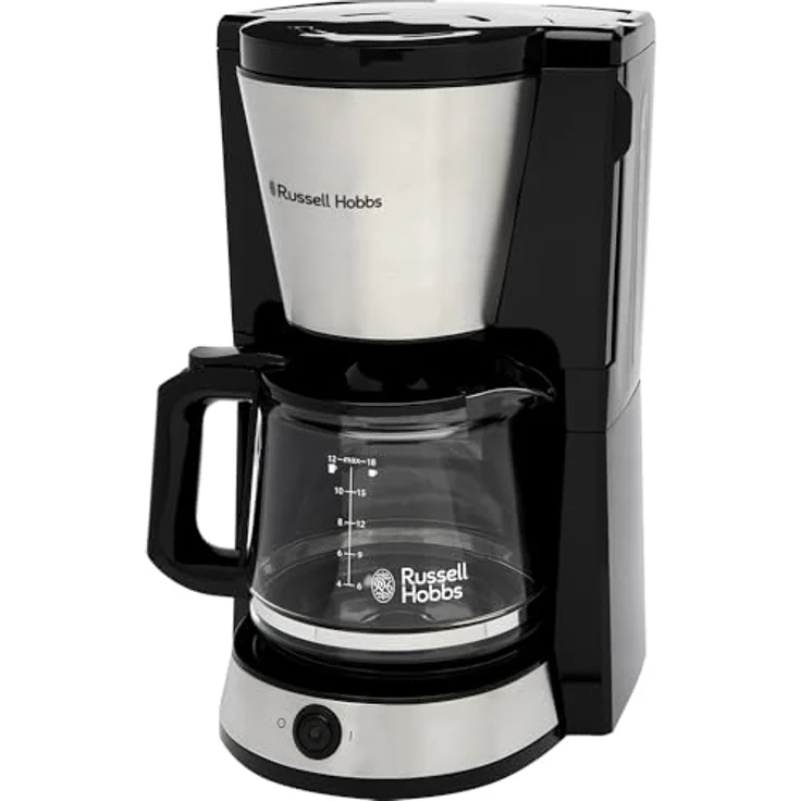 Russell Hobbs Heaton 27400-56 Kaffeemaschine (Filterkaffeemaschine, 1,25l Glaskanne, 10 Tassen, 40 min. Warmhaltefunktion, Tropf-Stopp, gebürsteter Edelstahl, blaue Beleuchtung) – Bild 1
