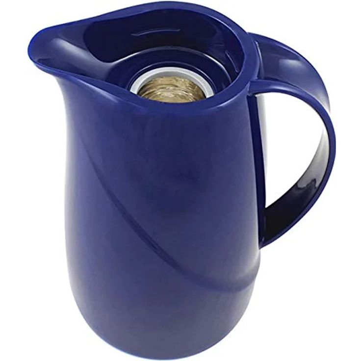 Helios 2934-008 Wave Push Kunststoff-Isolierkanne, 1 Liter, dunkelblau - Spülmaschinenfest, praktische Einhandbedienung, Helios Q100-Qualitätsglas-Einsatz, 5-jähriges Helios Warmhalteversprechen – Bild 5