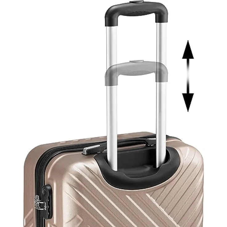 Zelsius Koffer Set 3 Stück, Champagner | ABS Hartschalenkoffer mit Zahlenschloss, Doppelrollen und Innen Trennwand | Handgepäckkoffer, Hartschalenkoffer Set 3 teilig, Trolley, Koffer Groß, Luggage Set – Bild 4