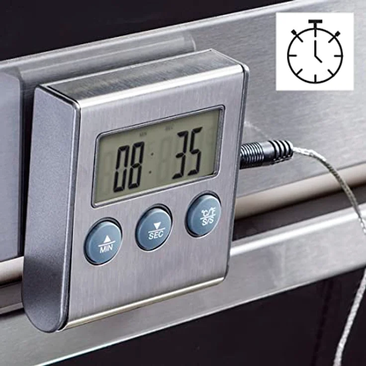 Xavax 2in1 Digitales Bratenthermometer (mit Küchenuhr, abnehmbarer Temperaturfühler, Grillthermometer Ofenthermometer Fleischthermometer) – Bild 4