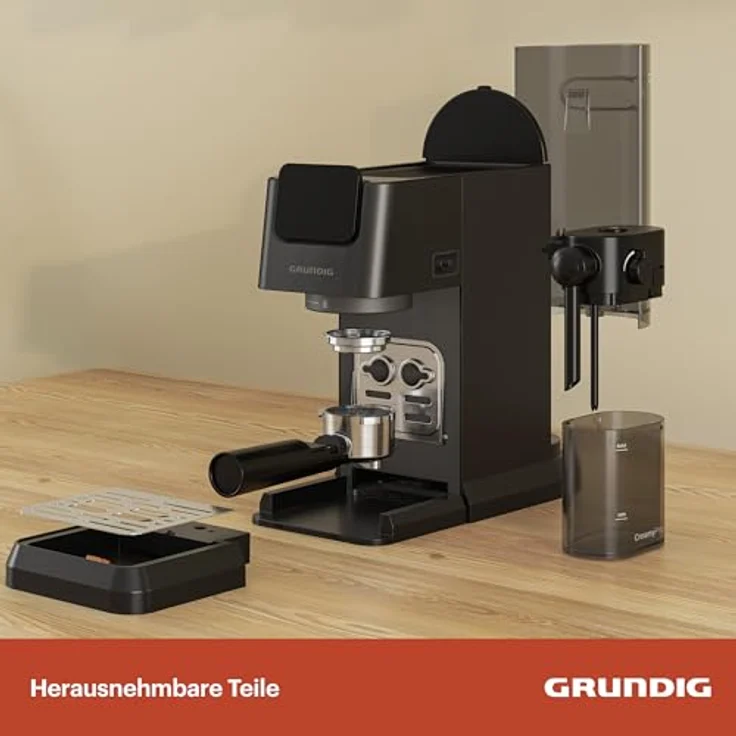 Grundig Siebträgermaschine KSM 5330, Siebträger-Espressomaschine mit Memory-Funktion, Milchschaumdüse und 1,1 Liter Wassertank – Bild 4