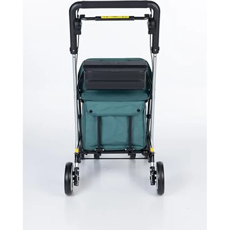 CARLETT Supermarkt-Einkaufswagen medizinisch geprüft mit integriertem Sitz und Rückenlehne, 4 Räder und 3 Positionen, 15 kg Kapazität, abnehmbare 29L Tasche - Grün – Bild 4