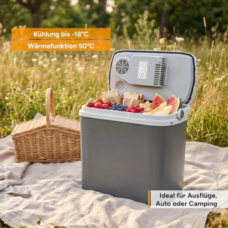 TZS First Austria Thermoelektrische Kühlbox 20L, 3-fach Stromversorgung mit USB-C PD 3.0, Kühlen & Wärmen, Grau/Hellgrau – Bild 3