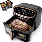 Duronic AF34 BG Dual Air Fryer, Doppel Heißluftfritteuse mit extragroßer Schublade, HLF Heißluftfriteuse für Süßkartoffel Pommes, Schwarz/Gold - Preisvergleich