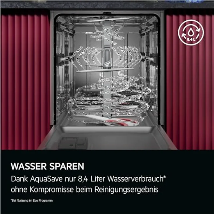 AEG GT9200X2SCM Serie 9000, teilintegrierter 60cm Einbaugeschirrspüler mit AEG App und Besteckschublade, Energieeffizienzklasse A – Bild 7