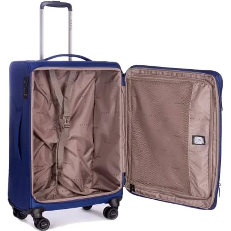 Stratic Light + Koffer Weichschale Reisekoffer Trolley Rollkoffer mittelgroß, TSA Kofferschloss, 4 Rollen, Erweiterbar, Größe M, Blau – Bild 5