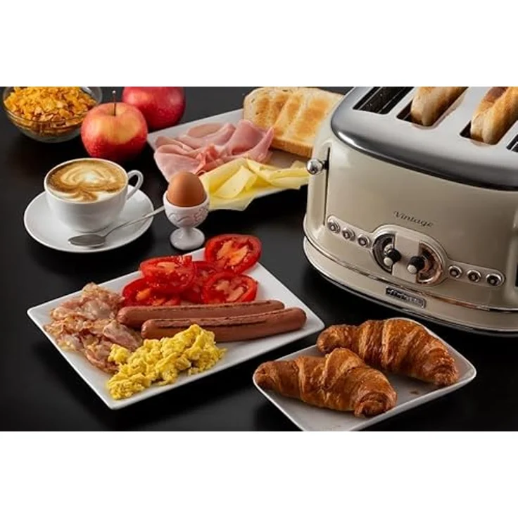 Ariete 156 Vintage, Toaster für 4 Scheiben, 1600 W, 6 Toaststufen, aus Pastellbeige lackiertem Edelstahl, ohne Zangen – Bild 12