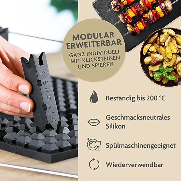 KitchBo Starter Set, innovative Silikon Backmatte | Wiederverwendbare Backunterlage mit modularen Stecksystem | Multifunktionaler Einsatzbereich, spülmaschinenfest | Rundum knusprig aus dem Backofen – Bild 3