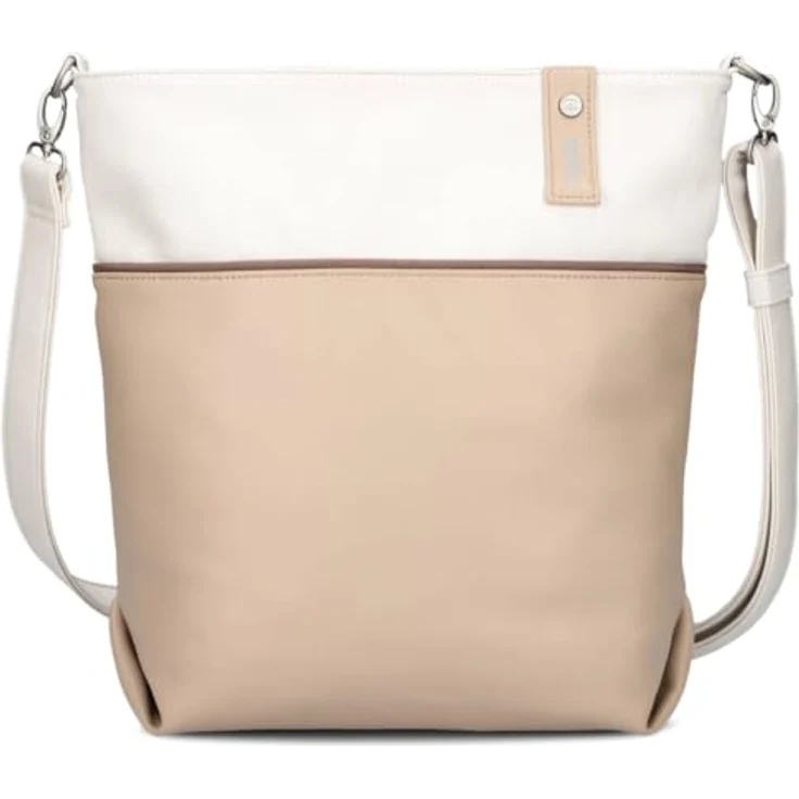 ZWEI Beuteltasche Jana J12, Kunstleder Umhängetasche mit geräumigem Hauptfach und herausnehmbarem Reißverschlussetui, Nude Damen – Bild 3