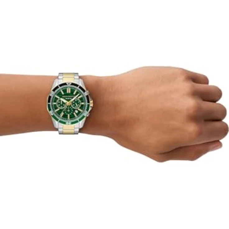 Armani Exchange Herren Analog Quarz Uhr mit Edelstahl Armband AX1966, 44-mm-Gehäuse, grünes Zifferblatt, wasserdicht bis 100m – Bild 5