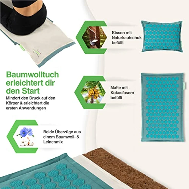 BACKLAxx® Akupressurmatte "Original" Halbleinen, Kokosfasern, Naturlatex, 10.272 Spitzen – Bild 3