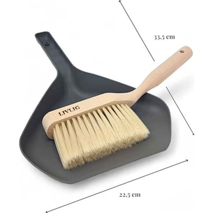 LIVLIG Kehrgarnitur, Set aus Holzbesen und Kehrschaufel aus 100% recyceltem Kunststoff, für Innen- und Außenbereich, Made in Europa – Bild 8