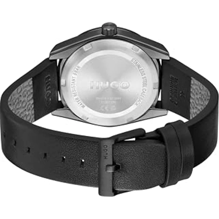 HUGO Multi Zifferblatt Quarz Uhr für Herren #Bright Sport, 42MM Edelstahlgehäuse, schwarzes Lederarmband, 5 ATM wasserdicht - 1530423 – Bild 3