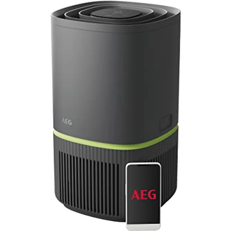 AEG APO50371DG PURE 5000 Luftreiniger, filtert bis zu 99,97 Prozent der Luftpartikel, Automatik-Modus, Luftqualitätsanzeige, ultrafeine Partikelfilter, App-Steuerung, bis 41 qm, dunkelgrau