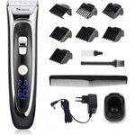 m2tec Profi Keramik Haarschneidemaschine Bartschneider Trimmer Rasierer mit LED-Display in Schwarz