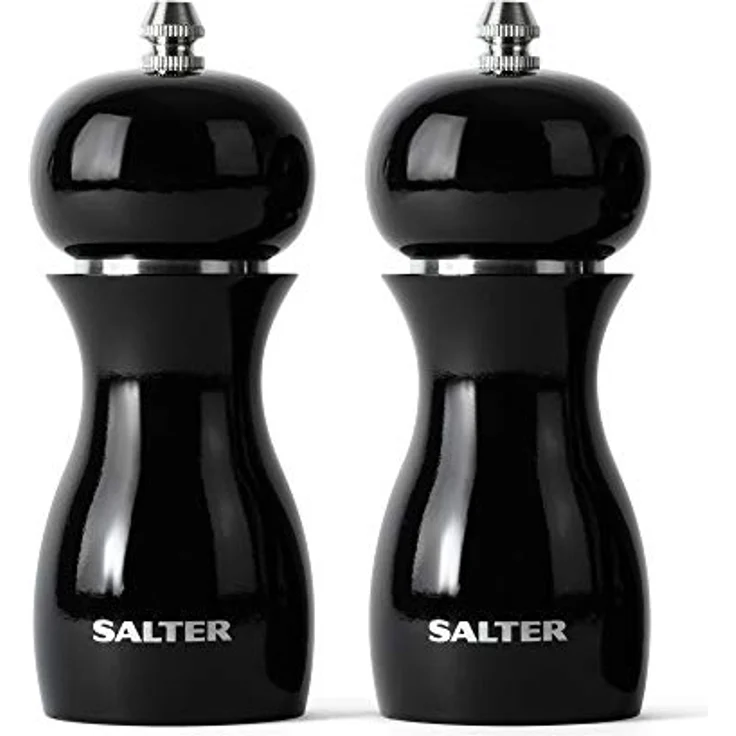 Salter 7613 BKXRA Gloss Salt and Pepper Mills Black, Pfeffermühle + Salzmühle, Schwarz – Bild 1