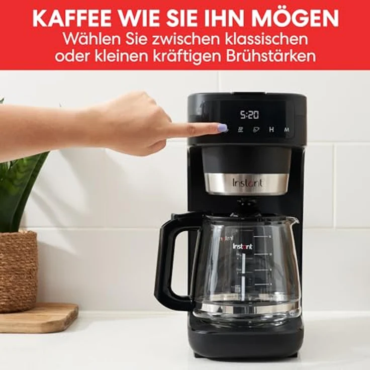 Instant Kaffeemaschine Infusion Brew Plus Programmierbar 24h, 12 Tassen, einstellbare Temperatur und Intensität, wiederverwendbarer Filter, Digitalanzeige, Wasserfilter, Glaskaraffe, Warmhalten – Bild 3