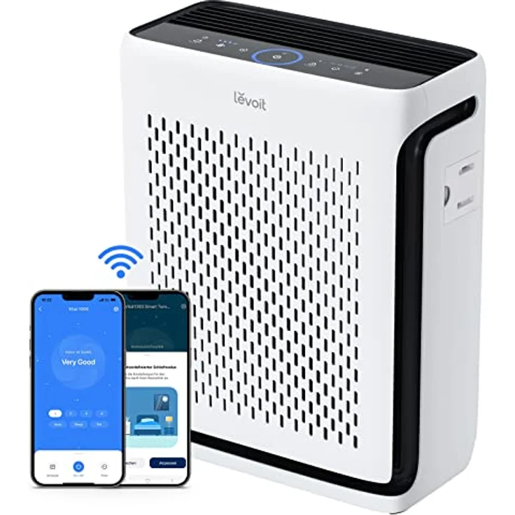 LEVOIT H13 HEPA Luftreiniger Allergiker für 52㎡ Wohnung Raucherzimmer, 23dB Air Purifier mit Staub-&Lichtsensor, Tiermodus & Washbarer Vorfilter, gegen 99,97% von Schimmel Pollen Tierhaare&-gerüche – Bild 1