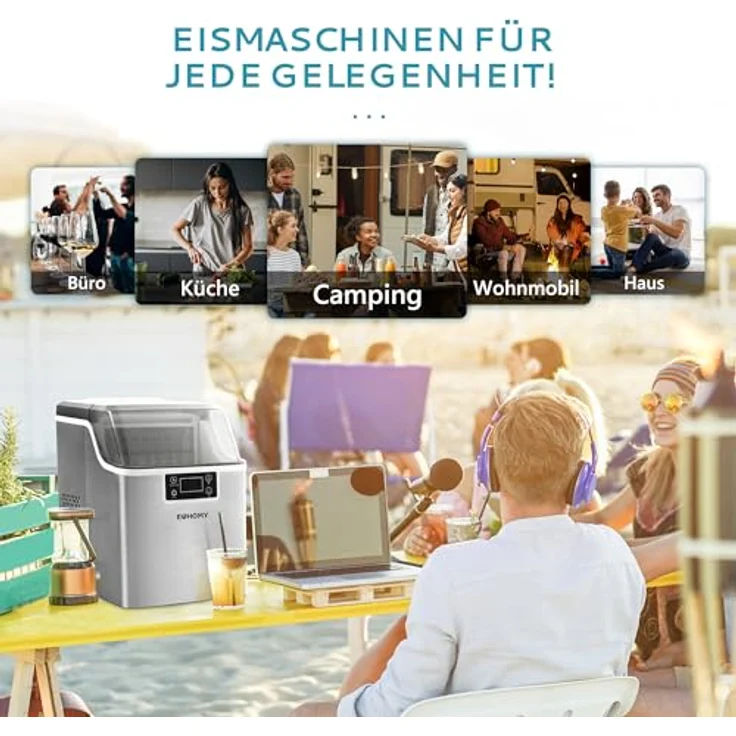EUHOMY Edelstahl Eiswürfelmaschine, 24 kg Tagesleistung, 24 perfekte eiförmige Eiswürfel in 13 Minuten, selbstreinigend – Bild 8