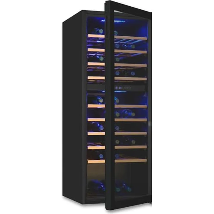 Exquisit Weinkühlschrank 2 Zonen, Platz für 78 Flaschen, Umluftventilator, LED-Beleuchtung, WS2-78-GTE-160G schwarz – Bild 1