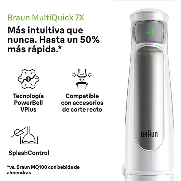 Braun MQ7000WH Multiquick 7 Stabmixer, 1000W, EasyClick, Smart Speed, SPLASHControl, POWERBell Plus, ACTIVEBlade, 0,6 Liter Messbehälter, weiß – Bild 2