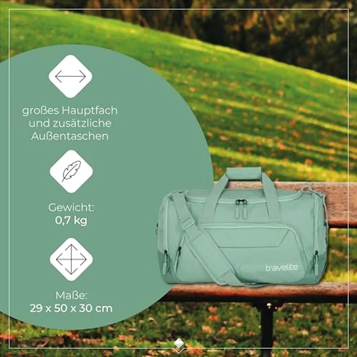 Travelite Kick Off Weekender Reisetasche M, 50 cm, salbeigrün, 100% Polyester, ideal für Kurzreisen – Bild 3