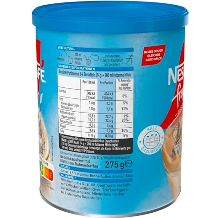 Nescafé Frappé Typ Eiskaffee (Getränkepulver mit Instant Kaffee) 1er Pack (1 x 275g) – Bild 3