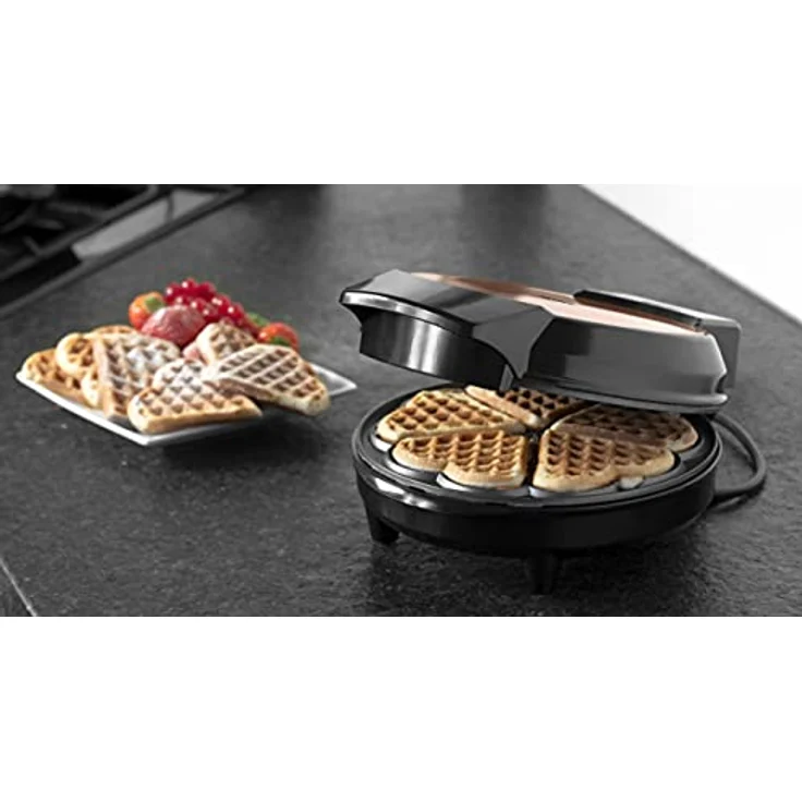 Bestron AWM700CO Herzwaffelautomat, Waffeleisen, 700W, antihaftbeschichtet, Kontrollleuchte, kupfer-schwarz – Bild 3