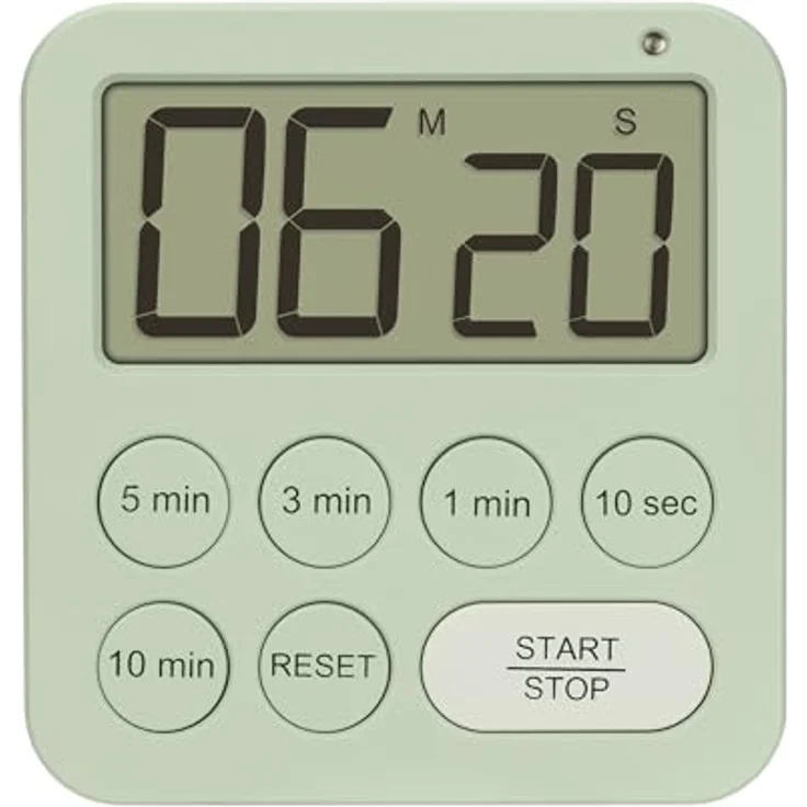 TFA Dostmann Digitaler Timer 38.2056, mit Stoppuhr, magnetisch, 3 Lautstärke Stufen, großes Display, visuelles LED Warnlicht, grün – Bild 3