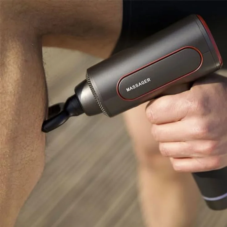 Medivon Gun PRO tragbare Massagepistole 6 Massageköpfe leiser Motor Tiefenmassage für Rücken, Nacken, Bein und Arm Muskeln Tragetasche - schwarz – Bild 5