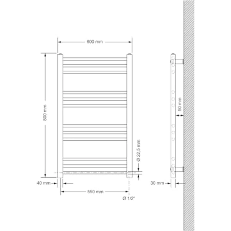 LuxeBath Sahara Elektrischer Heizkörper 600x800mm, Heizstab 300W Digitalsteuerung in Weiß mit Timer-Funktion und LCD-Display – Bild 2