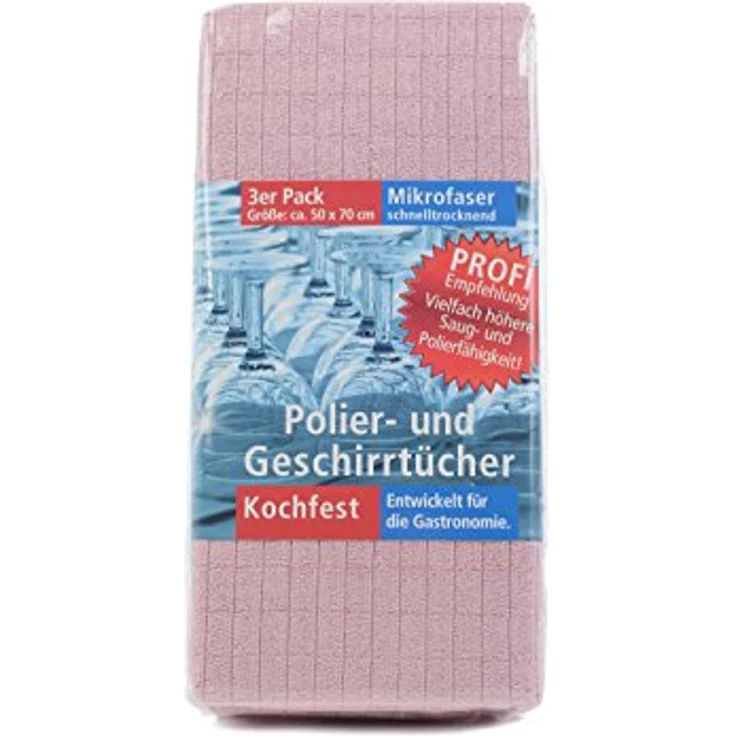 Gözze - Geschirrtuch-Set, 3-teilig, Mikrofaser-Poliertuch, 50 x 70 cm - Altrosa – Bild 4