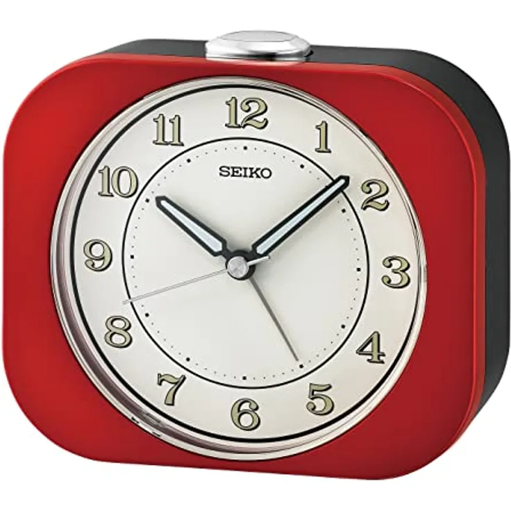 Seiko QHE195R, Wecker mit Zifferblattbeleuchtung, Piep-Alarm und Schlummerfunktion, rot