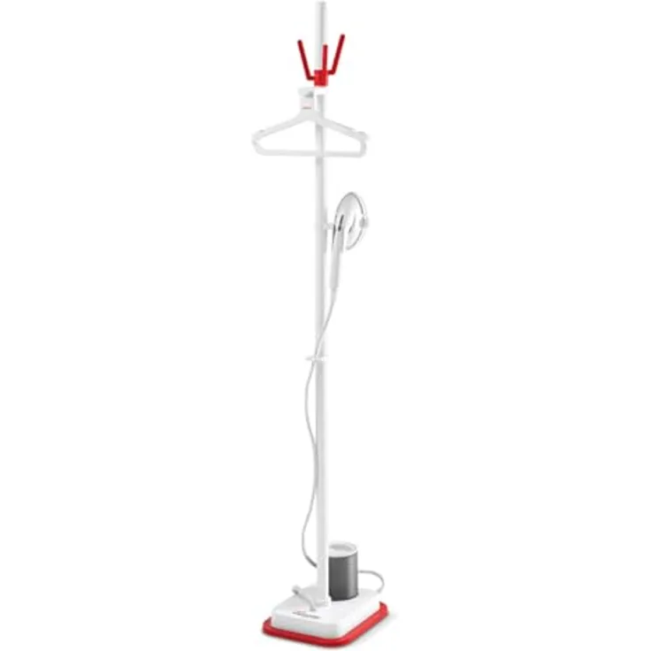 Polti VAPORELLA Vertical Steamer PLEU0273, Dampfglätter mit Standfuss, 270 g Dampfstoss, Weiss/Rot
