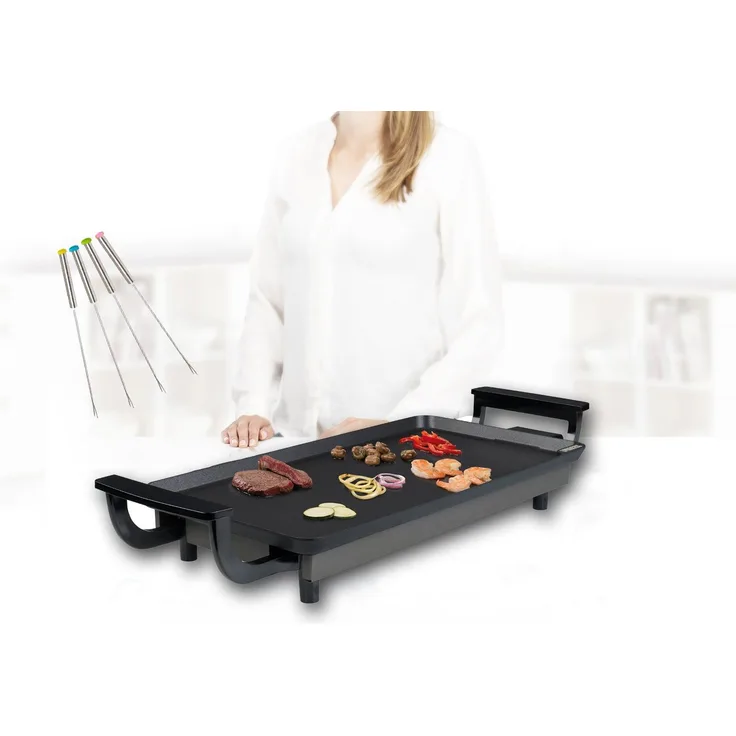 Setpoint Teppanyakigrill, 1800 W, Japanischer Tisch-Grillplatte für Zuhause 2-4 Personen 43x23cm, Gabeln