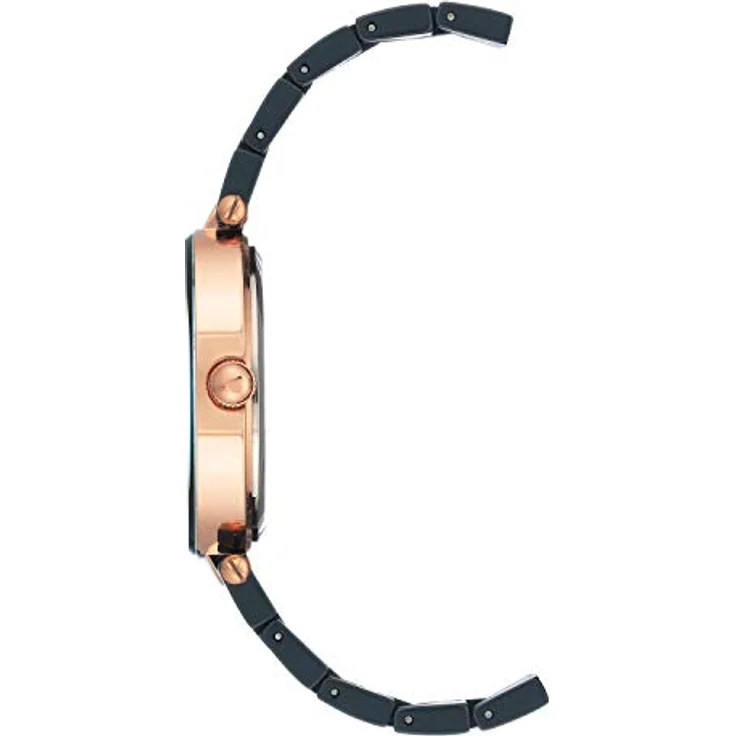 Anne Klein Damen-Uhr Quarz, blau Perlmutt mit roségoldenem Gehäuse und Keramik-Armband – Bild 2