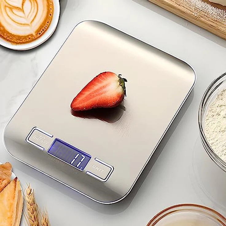 Retoo Küchenwaage Digitale, Digitalwaage, Edelstahl-Lebensmittelwaage, Tragkraft, Waage mit leicht ablesbarer, Abstellautomatik und Tara, Flüssigkeitsmessung, Haushaltswaage zum Backen und Kochen – Bild 2