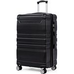 Merax Hartschalen-Koffer 65cm, Leicht Trolley Rollkoffer Reisekoffer mit TSA-Schloss und Universalrad, Handgepäck Koffer, Erweiterbar, Teleskopgriff, 4 Rollen, L-41x26x65 cm, Schwarz