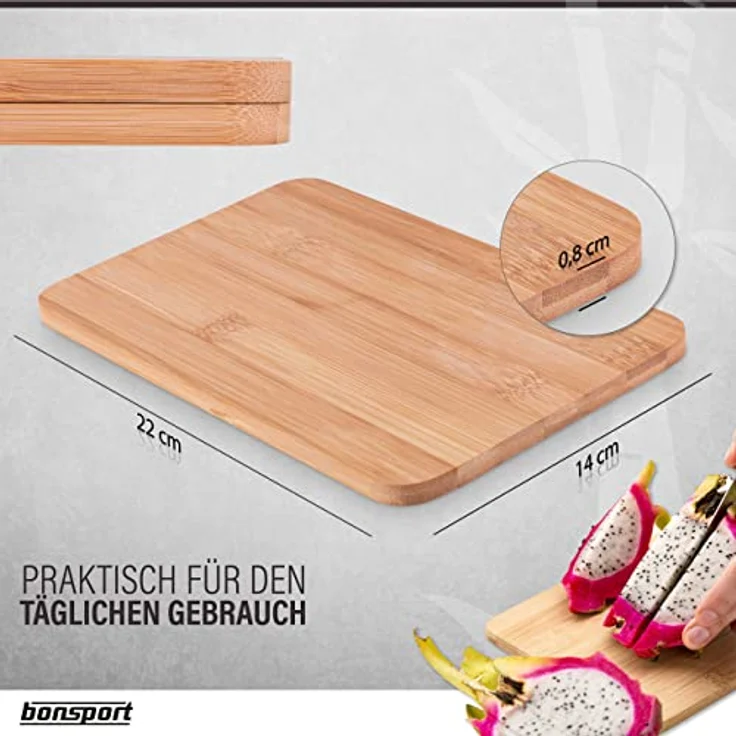 6er-Set Frühstücksbrettchen aus Bambus, 22 x 14 x 0,8 cm – Bild 4