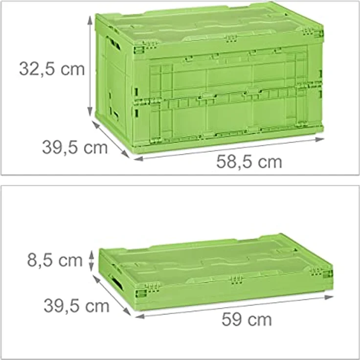 Relaxdays Profi Transportbox stabil, Gewerbe, hochwertiger Kunststoff, Qualität, PP, Grün, 60 L, HxBxT 32,5x58,5x39,5cm – Bild 4