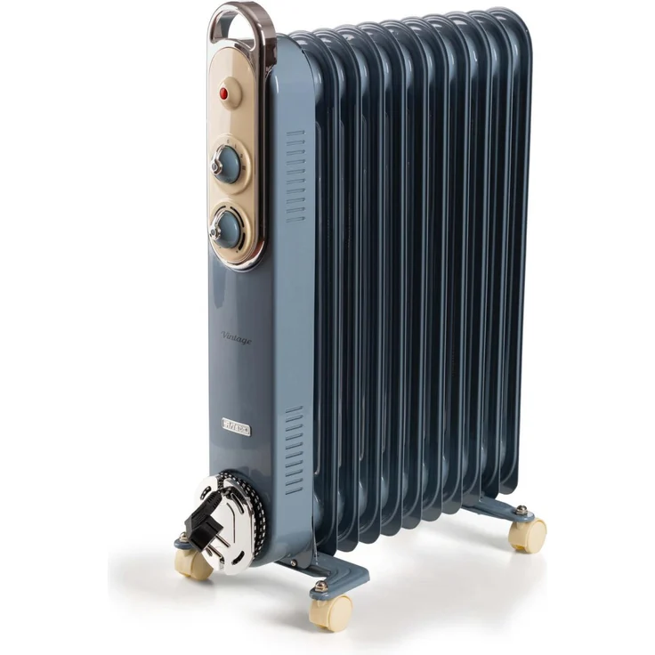 Ariete Vintage Line 8252/05, Elektrische Raumheizung mit 2500 Watt Heizleistung, blau, mit Überhitzungsschutz und Kippschutz