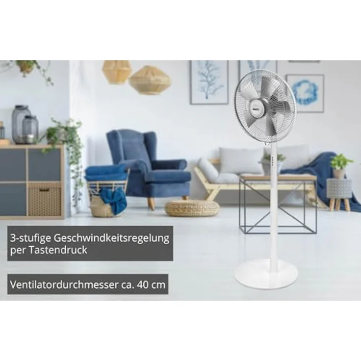 Unold 86820 White Standventilator Silverline, 50 W, silber-weiß – Bild 3