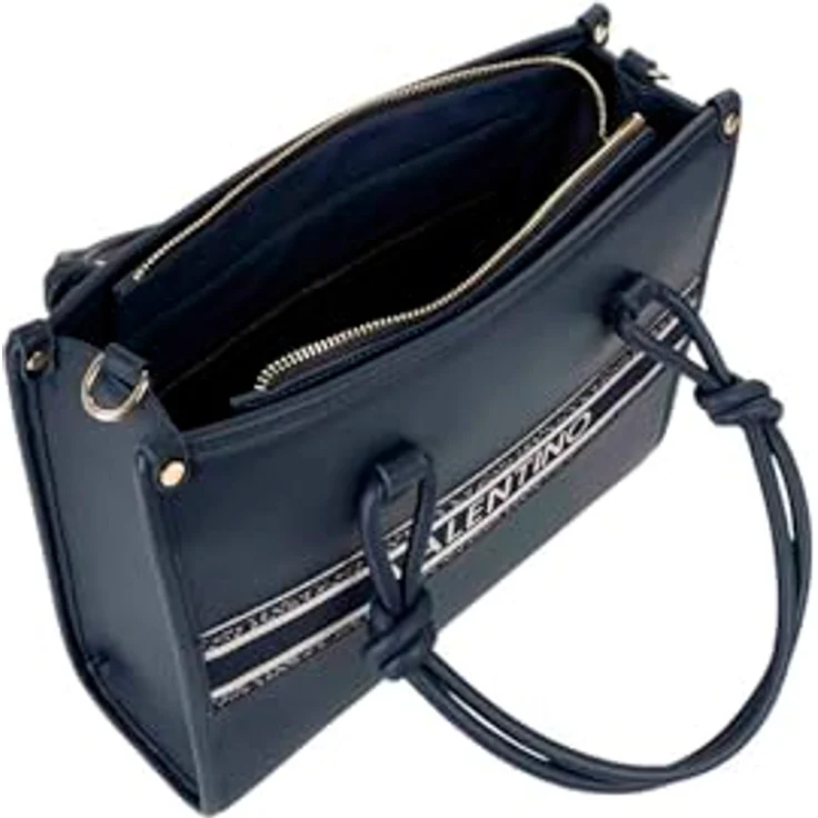Valentino Aella Handtasche 32 cm, Henkeltasche aus 100% Polyurethan, blau – Bild 4