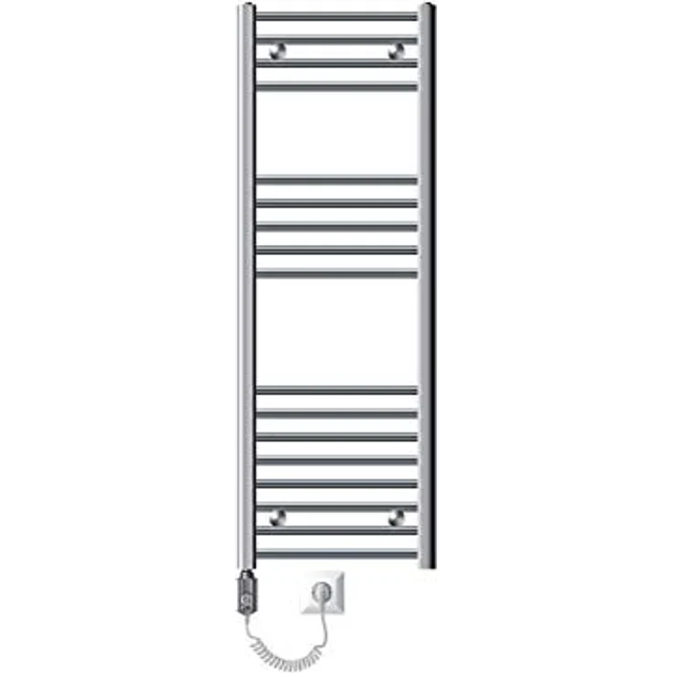 LuxeBath Elektrischer Badheizkörper Sahara, 400x1200 mm, Chrom, Handtuchheizkörper mit 900W Heizstab, Thermostat & Digitalanzeige, Wandmontage – Bild 3
