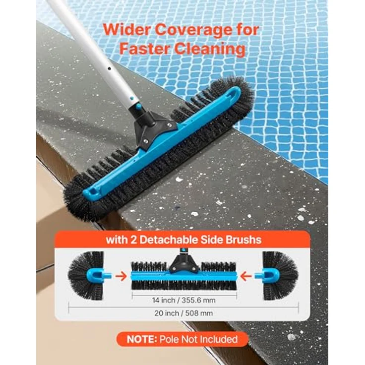 VEVOR Pool-Bürstenkopf Scheuerbürsten 508 mm mit Nylonborsten, gebogenem Design und Aluminium-Stangenverbinder, geeignet für verschiedenen Pooltypen – Bild 3