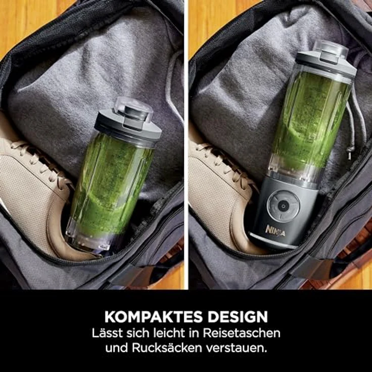 Ninja BC251EUGY, Tragbarer Mixer, 0,57 l, leistungsstarker Eis-Crusher, grau-transparent, kabellos, Auto-iQ-Technologie – Bild 6