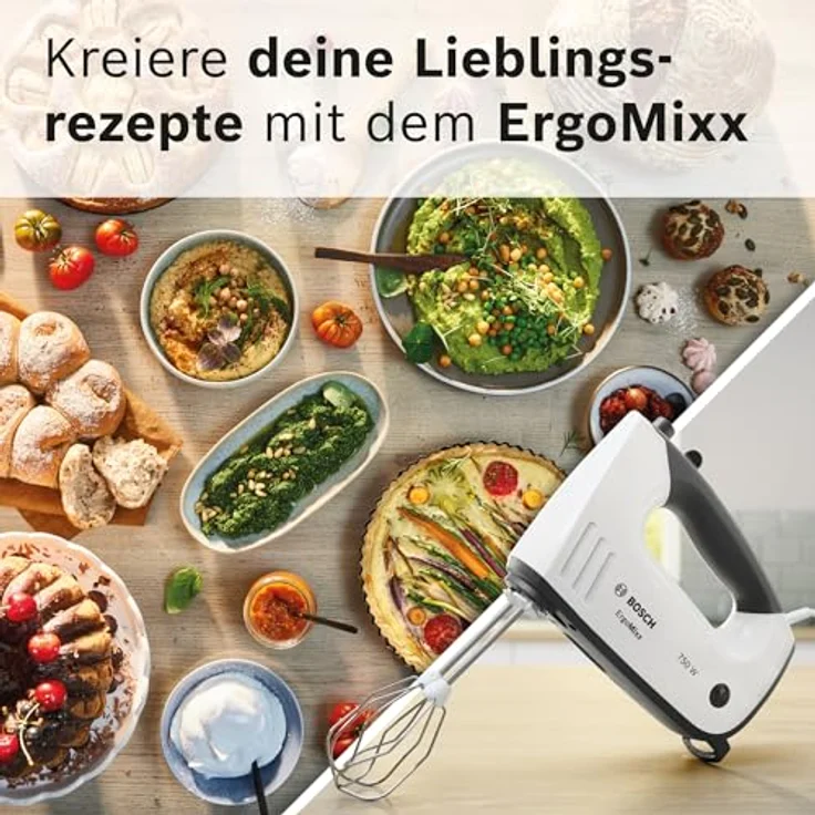 Bosch Hausgeräte Handrührer, ErgoMixx, 750 W, Weiß, grau, MFQ37470, Handmixer, Grau, Weiss – Bild 13